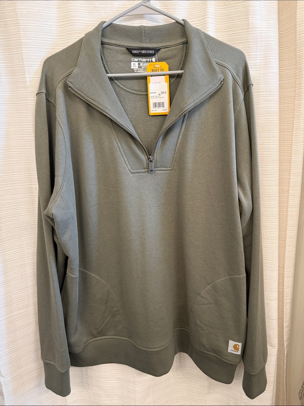 Women’s Carhartt TENCEL fiber relaxed fit half-zip sweatshirt green XL NWT